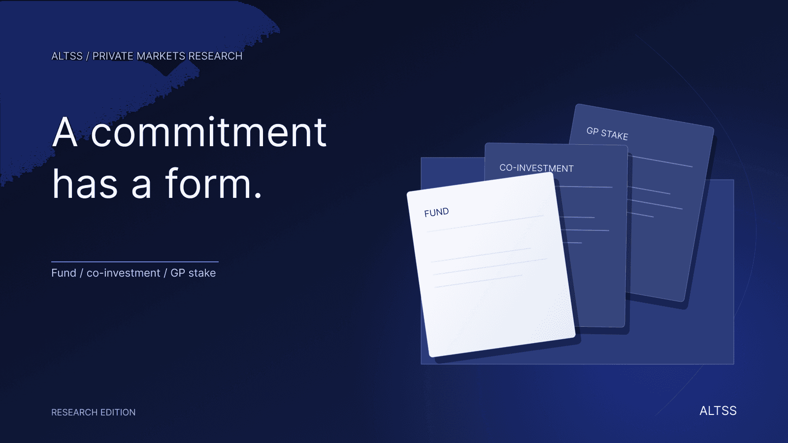 Conceptual fund, co-investment and GP-stake documents within an open research folder, with no amounts encoded.